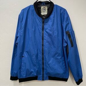 Bleu Grandeur XXL Windbreaker Bomber Jacket Light Weight Zip Royal Blue Black